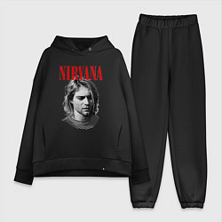 Женский костюм оверсайз Nirvana kurt donald cobain, цвет: черный