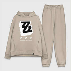 Женский костюм оверсайз Zenless zone zero лого, цвет: миндальный