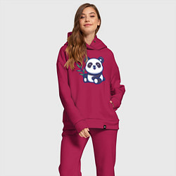 Женский костюм оверсайз Панда с веточкой, цвет: маджента — фото 2