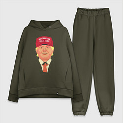 Женский костюм оверсайз Trump - America, цвет: хаки
