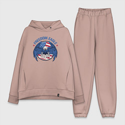 Женский костюм оверсайз США - орёл свободы, цвет: пыльно-розовый