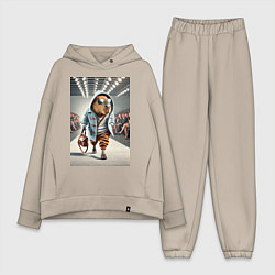 Женский костюм оверсайз Капибара модель на дефиле животных, цвет: миндальный