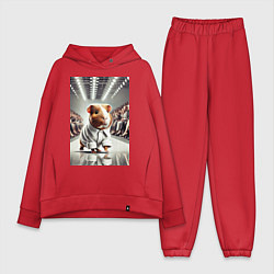 Женский костюм оверсайз Морская свинка милая - показ мод животных, цвет: красный