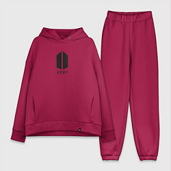 Женский костюм оверсайз BTS Army black, цвет: маджента