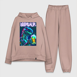 Женский костюм оверсайз Neon cyber beersaur - neon glow fantasy, цвет: пыльно-розовый