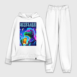 Женский костюм оверсайз Пивозавр панк - неоновое свечение, цвет: белый