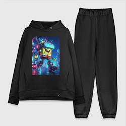 Женский костюм оверсайз Cyber Sponge Bob - neon glow fantasy, цвет: черный