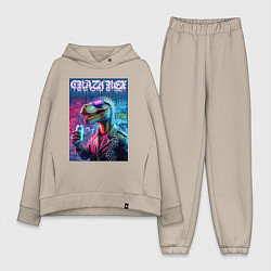 Женский костюм оверсайз Crazy rex - ai art fantasy, цвет: миндальный