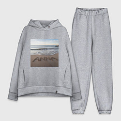 Женский костюм оверсайз Имя Анна на песке, цвет: меланж