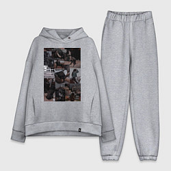 Женский костюм оверсайз Конный спорт коллаж, цвет: меланж