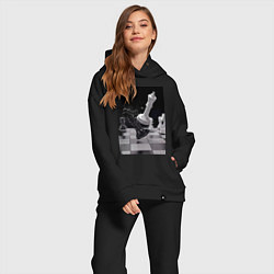 Женский костюм оверсайз Шахматы эстетика, цвет: черный — фото 2