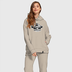 Женский костюм оверсайз Gorilla power gym, цвет: миндальный — фото 2
