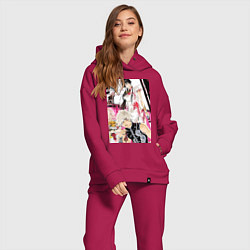 Женский костюм оверсайз Адский рай Габимару арт, цвет: маджента — фото 2