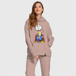 Женский костюм оверсайз Vault boy in the fire, цвет: пыльно-розовый — фото 2