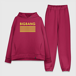 Женский костюм оверсайз Big bang с желтыми полосами, цвет: маджента