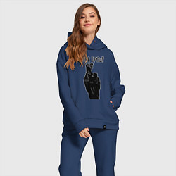 Женский костюм оверсайз Завтра брошу, цвет: тёмно-синий — фото 2