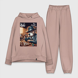 Женский костюм оверсайз Партия в шахматы с крёстным отцом, цвет: пыльно-розовый