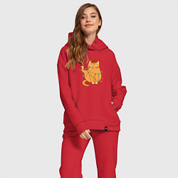 Женский костюм оверсайз Кот хоба - Новый год, цвет: красный — фото 2