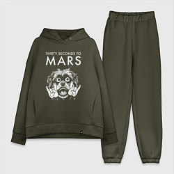 Женский костюм оверсайз Thirty Seconds to Mars rock dog, цвет: хаки
