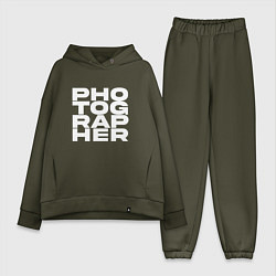 Женский костюм оверсайз Фотограф арт, цвет: хаки