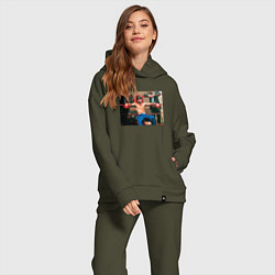 Женский костюм оверсайз Большой куш Брэд Питт, цвет: хаки — фото 2