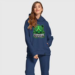 Женский костюм оверсайз Corona virus, цвет: тёмно-синий — фото 2
