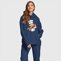 Женский костюм оверсайз Поварёнок с пиццей, цвет: тёмно-синий — фото 2