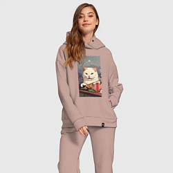 Женский костюм оверсайз Cat meme - japan style, цвет: пыльно-розовый — фото 2
