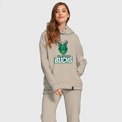 Женский костюм оверсайз Milwaukee Bucks NBA, цвет: миндальный — фото 2