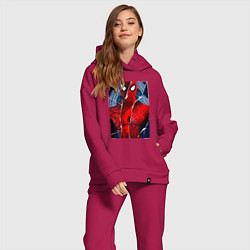 Женский костюм оверсайз Человек паук три паука, цвет: маджента — фото 2