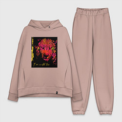 Женский костюм оверсайз Леопард-разноцветная абстракция