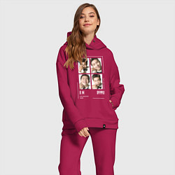 Женский костюм оверсайз Namjoon bts 4cut, цвет: маджента — фото 2