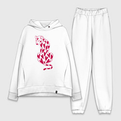 Женский костюм оверсайз Гепард в сердцах, цвет: белый