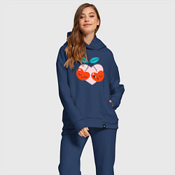 Женский костюм оверсайз Влюблённые вишни, цвет: тёмно-синий — фото 2