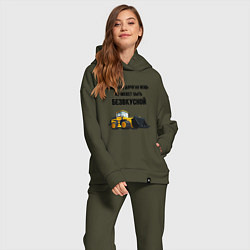 Женский костюм оверсайз Дорогая строительная техника, цвет: хаки — фото 2