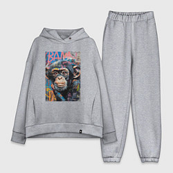 Женский костюм оверсайз Graffiti monkey, цвет: меланж