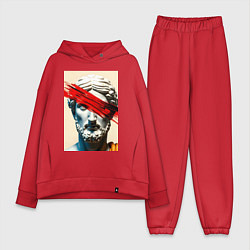 Женский костюм оверсайз Штрих на античной статуе, цвет: красный