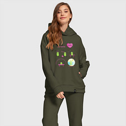 Женский костюм оверсайз Комикс про семечку, или история одной бобовой, цвет: хаки — фото 2