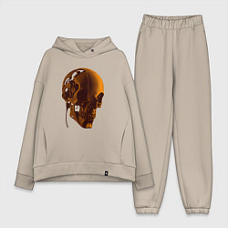 Женский костюм оверсайз Оранжевый череп в тенях, цвет: миндальный