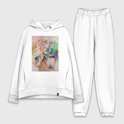 Женский костюм оверсайз Пастельная тропическая абстракция, цвет: белый