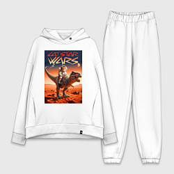 Женский костюм оверсайз Кот космонавт верхом на тираннозавре