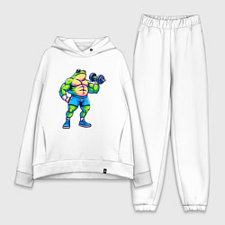 Женский костюм оверсайз Лягушонок с гантелью, цвет: белый