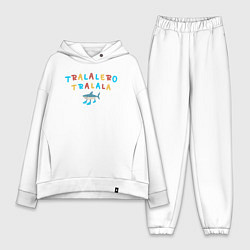 Женский костюм оверсайз Акула в кроссовках, мем, тралалеро тралала, цвет: белый