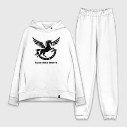 Женский костюм оверсайз Конный спорт лошадиное лого, цвет: белый