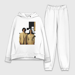 Женский костюм оверсайз Винтажная пара - девушка с мужчиной в белых костюм