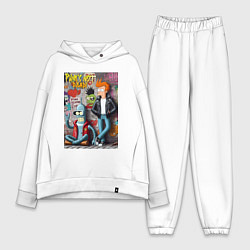 Женский костюм оверсайз Бендер и Фрай - панк жив, цвет: белый