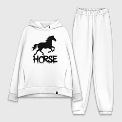 Женский костюм оверсайз Лошадь граффити, цвет: белый