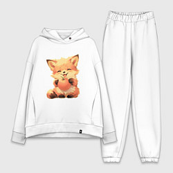 Женский костюм оверсайз Счастливый лисёнок с апельсином, цвет: белый