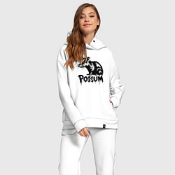 Женский костюм оверсайз Опоссум в стиле граффити, цвет: белый — фото 2