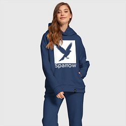 Женский костюм оверсайз Летящий воробей, цвет: тёмно-синий — фото 2